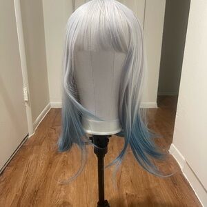 Stylish White and Blue Ombre Wig